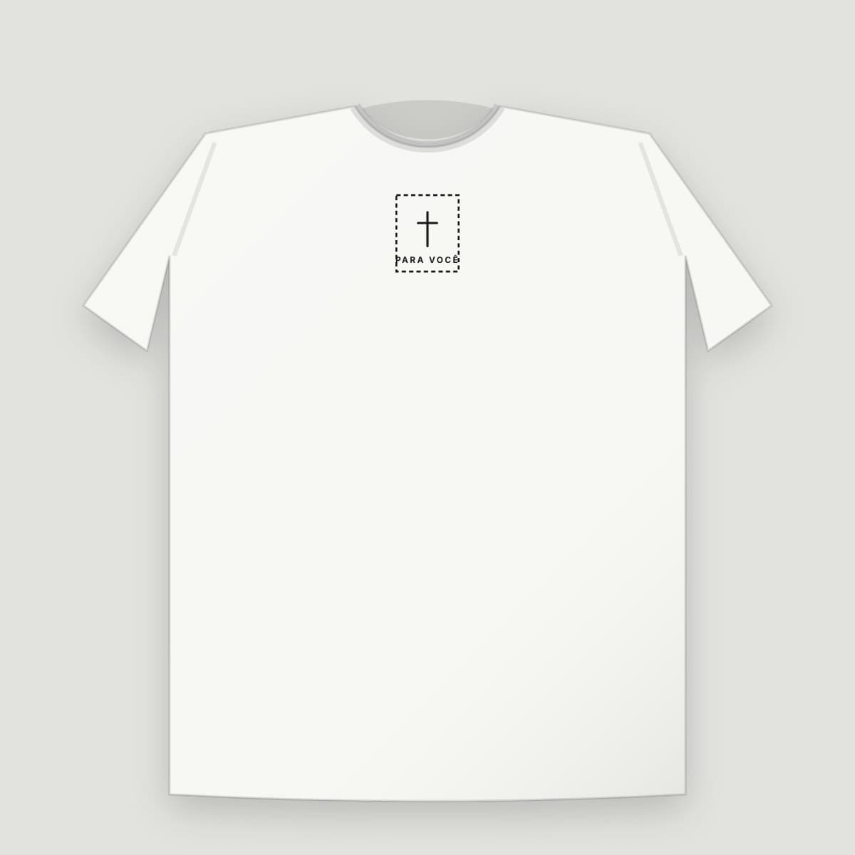 Camiseta “De: Deus / Para: você”, modelo Tradicional, frente: Selo postal com a cruz